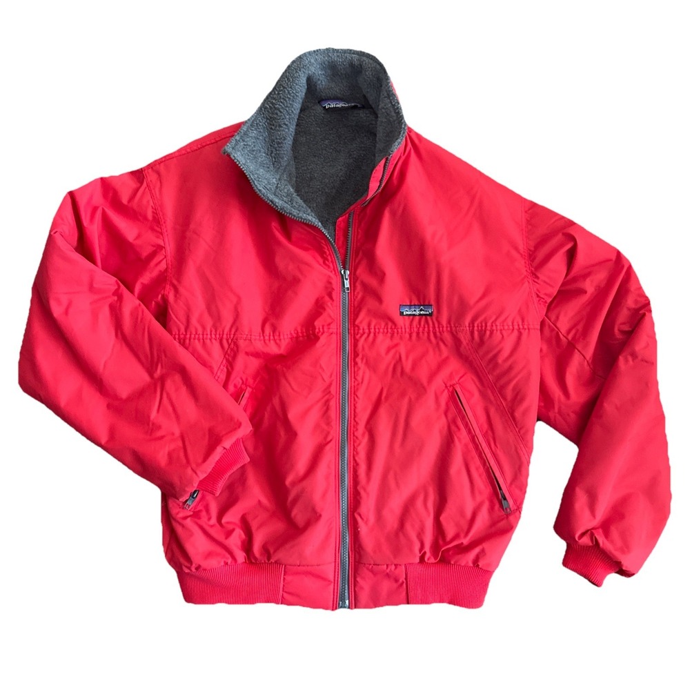 Patagonia Shelled Synchilla Jacket Men Medium Red Fleece Lined Vintage 1988 USA